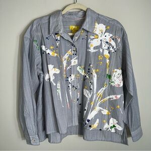 Maeve Anthropologie Alaina Paint Splatter Swing Top Blouse-Oversized-XS